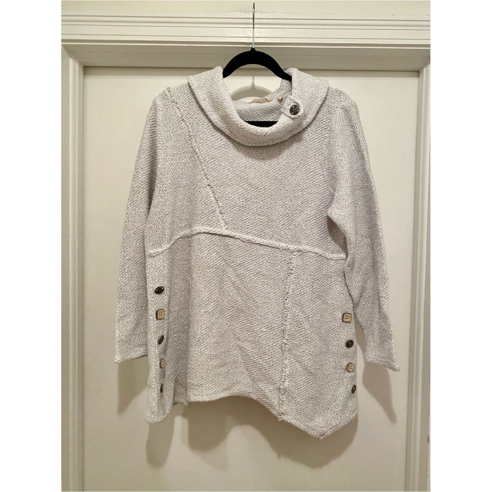 Soft surroundings Breakwater cowl neck swing sweater Size Large grey knit tunic